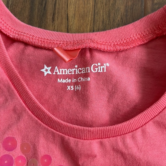 American Girl “Isabelle” Coral Ballerina Sequin Asymmetrical Top - Picture 2 of 7
